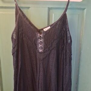 POL Charcoal Lace Detail Top